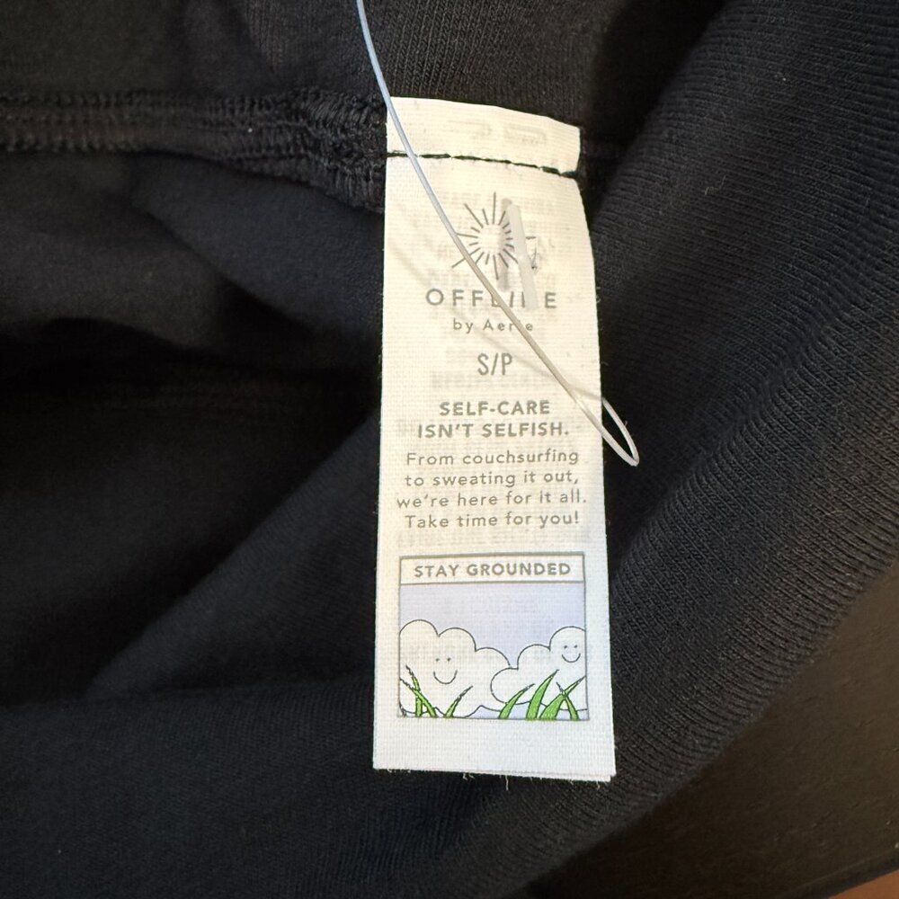 Offline by Aerie OG Foldover Super Flare Leggings Womens Small Black Active NWOT - Picture 11 of 12